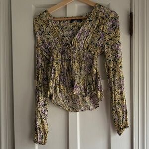 Urban Outfitters Floral V-Neck Blouse